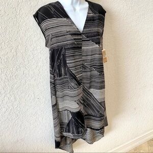 RACHEL Rachel Roy Daydream black/ivory sleeveless loose fit dress SzS